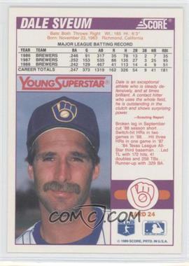 1989 Score - Factory Set Young Superstars II - Blank Front #24 - Dale Sveum