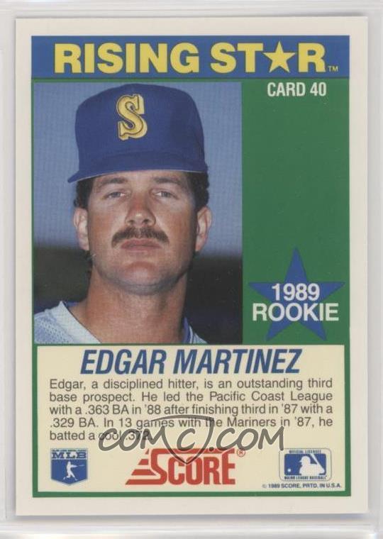 1989 Score 100 Hottest Rookies Box Set Base 40 Edgar Martinez