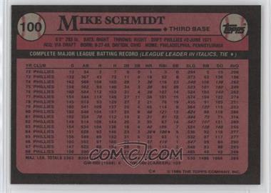 1989 Topps - [Base] - Blank Front #100 - Mike Schmidt [EX to NM]