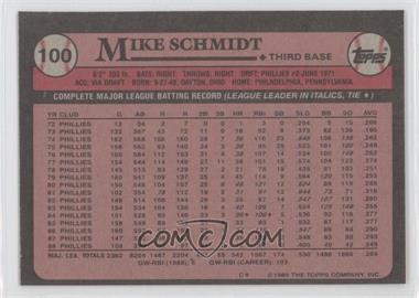 1989 Topps - [Base] - Blank Front #100 - Mike Schmidt