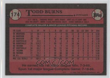 1989 Topps - [Base] - Blank Front #174 - Todd Burns