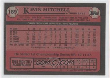 1989 Topps - [Base] - Blank Front #189 - Kevin Mitchell