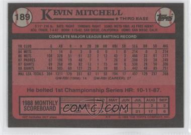 1989 Topps - [Base] - Blank Front #189 - Kevin Mitchell