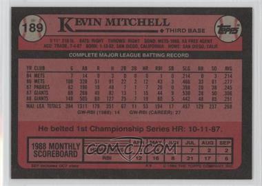 1989 Topps - [Base] - Blank Front #189 - Kevin Mitchell