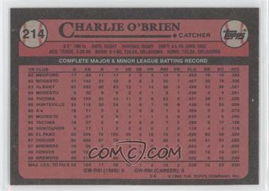 1989 Topps - [Base] - Blank Front #214 - Charlie O'Brien