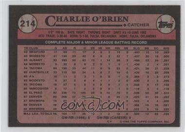 1989 Topps - [Base] - Blank Front #214 - Charlie O'Brien