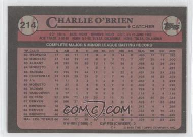 1989 Topps - [Base] - Blank Front #214 - Charlie O'Brien