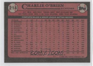 1989 Topps - [Base] - Blank Front #214 - Charlie O'Brien