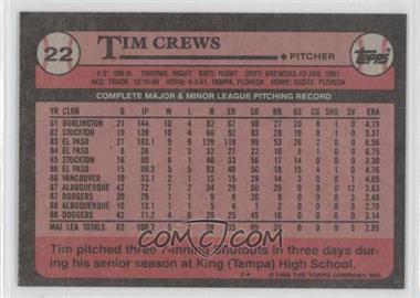 1989 Topps - [Base] - Blank Front #22 - Tim Crews