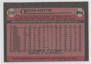 1989 Topps - [Base] - Blank Front #230 - Ozzie Smith