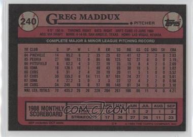 1989 Topps - [Base] - Blank Front #240 - Greg Maddux