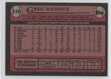 1989 Topps - [Base] - Blank Front #240 - Greg Maddux