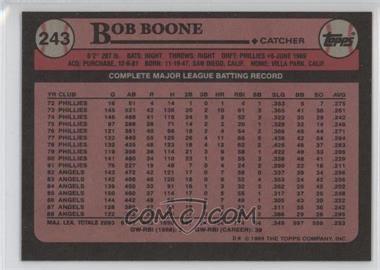 1989 Topps - [Base] - Blank Front #243 - Bob Boone