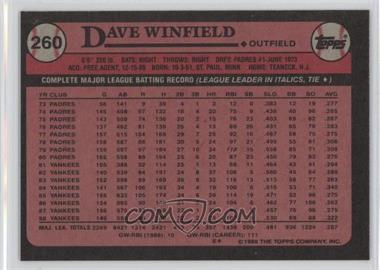 1989 Topps - [Base] - Blank Front #260 - Dave Winfield