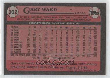 1989 Topps - [Base] - Blank Front #302 - Gary Ward