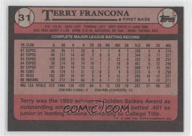 1989 Topps - [Base] - Blank Front #31 - Terry Francona
