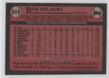 1989 Topps - [Base] - Blank Front #324 - Bob Milacki