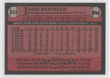 1989 Topps - [Base] - Blank Front #325 - Jesse Barfield