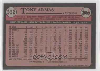 1989 Topps - [Base] - Blank Front #332 - Tony Armas