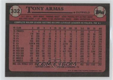 1989 Topps - [Base] - Blank Front #332 - Tony Armas