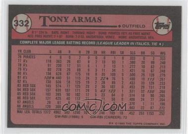 1989 Topps - [Base] - Blank Front #332 - Tony Armas