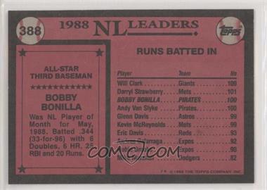 1989 Topps - [Base] - Blank Front #388 - All Star - Bobby Bonilla