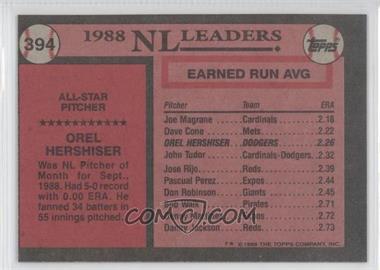 1989 Topps - [Base] - Blank Front #394 - All Star - Orel Hershiser
