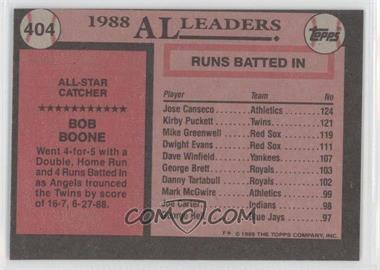 1989 Topps - [Base] - Blank Front #404 - All Star - Bob Boone