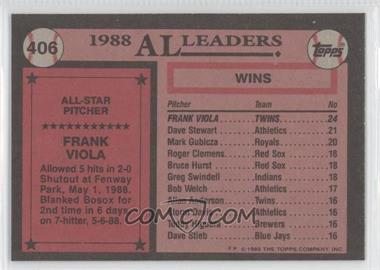 1989 Topps - [Base] - Blank Front #406 - All Star - Frank Viola