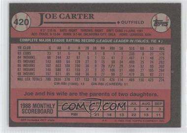 1989 Topps - [Base] - Blank Front #420 - Joe Carter