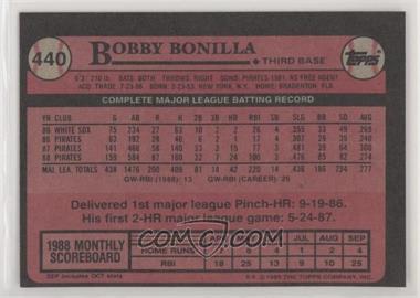 1989 Topps - [Base] - Blank Front #440 - Bobby Bonilla