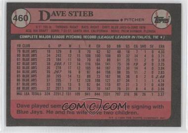 1989 Topps - [Base] - Blank Front #460 - Dave Stieb