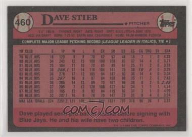 1989 Topps - [Base] - Blank Front #460 - Dave Stieb