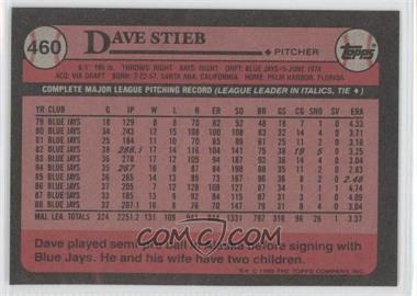 1989 Topps - [Base] - Blank Front #460 - Dave Stieb
