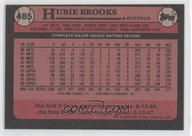 1989 Topps - [Base] - Blank Front #485 - Hubie Brooks