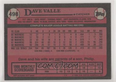 1989 Topps - [Base] - Blank Front #498 - Dave Valle