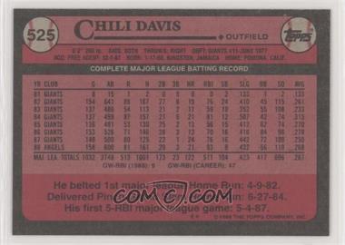 1989 Topps - [Base] - Blank Front #525 - Chili Davis