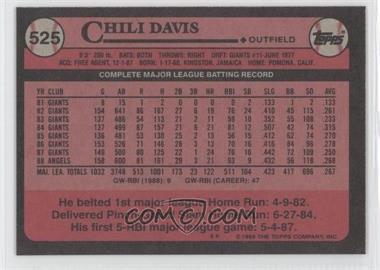 1989 Topps - [Base] - Blank Front #525 - Chili Davis