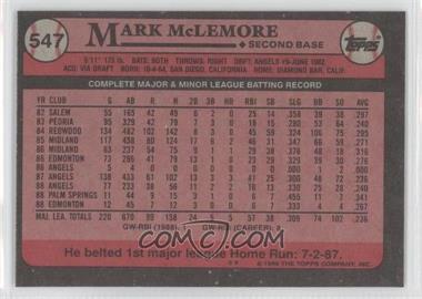 1989 Topps - [Base] - Blank Front #547 - Mark McLemore