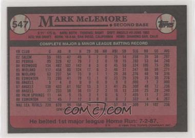 1989 Topps - [Base] - Blank Front #547 - Mark McLemore