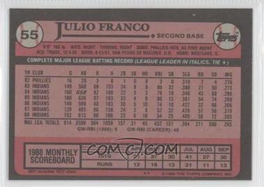 1989 Topps - [Base] - Blank Front #55 - Julio Franco