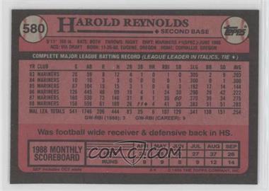 1989 Topps - [Base] - Blank Front #580 - Harold Reynolds