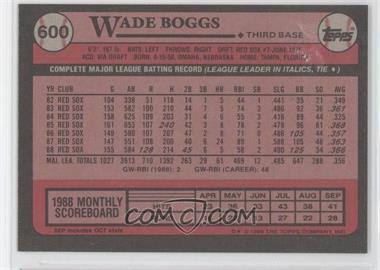 1989 Topps - [Base] - Blank Front #600 - Wade Boggs