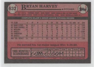 1989 Topps - [Base] - Blank Front #632 - Bryan Harvey