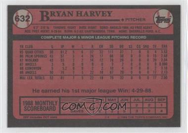 1989 Topps - [Base] - Blank Front #632 - Bryan Harvey