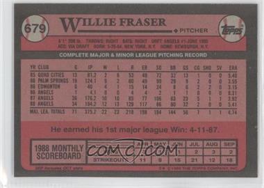 1989 Topps - [Base] - Blank Front #679 - Willie Fraser