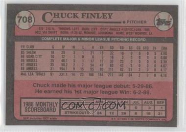 1989 Topps - [Base] - Blank Front #708 - Chuck Finley