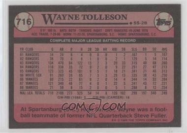 1989 Topps - [Base] - Blank Front #716 - Wayne Tolleson