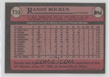1989 Topps - [Base] - Blank Front #733 - Randy Bockus