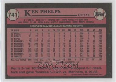 1989 Topps - [Base] - Blank Front #741 - Ken Phelps